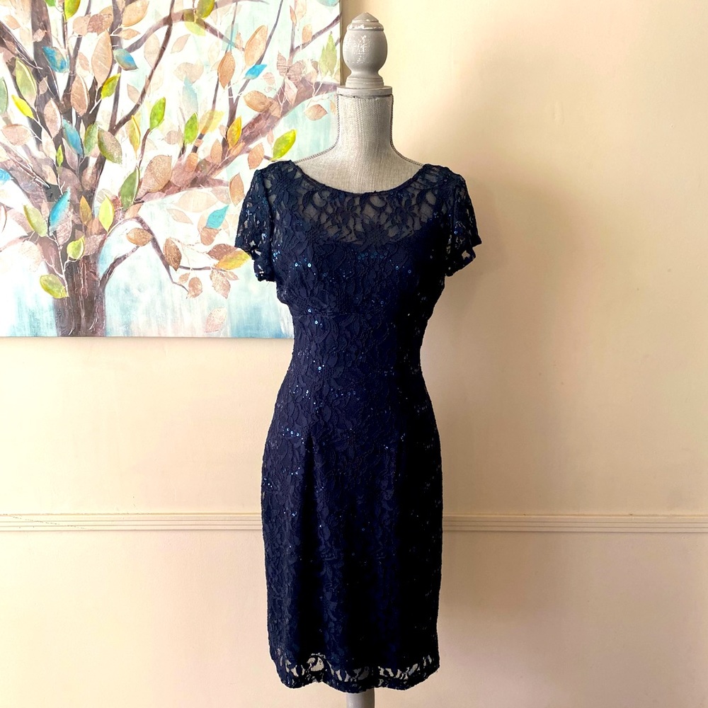 SCARLETT SPECIAL OCCASION 💙NAVY BLUE💙 WITH SEQUINS DRESS SIZE 8 🌟EUC🌟